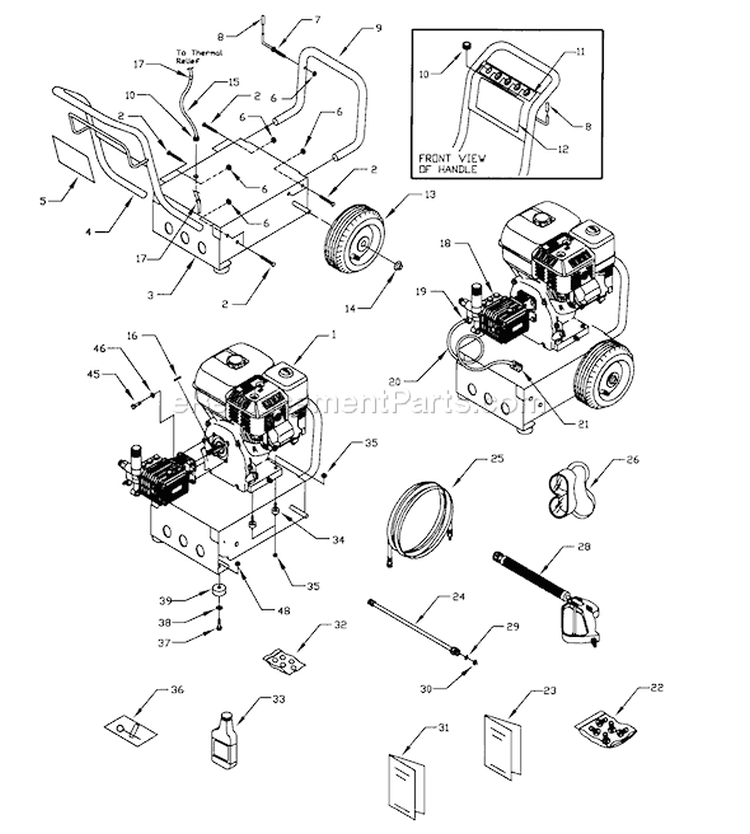 Page B Diagram and Parts List for 1417-1  Briggs and Stratton Pressure Washer